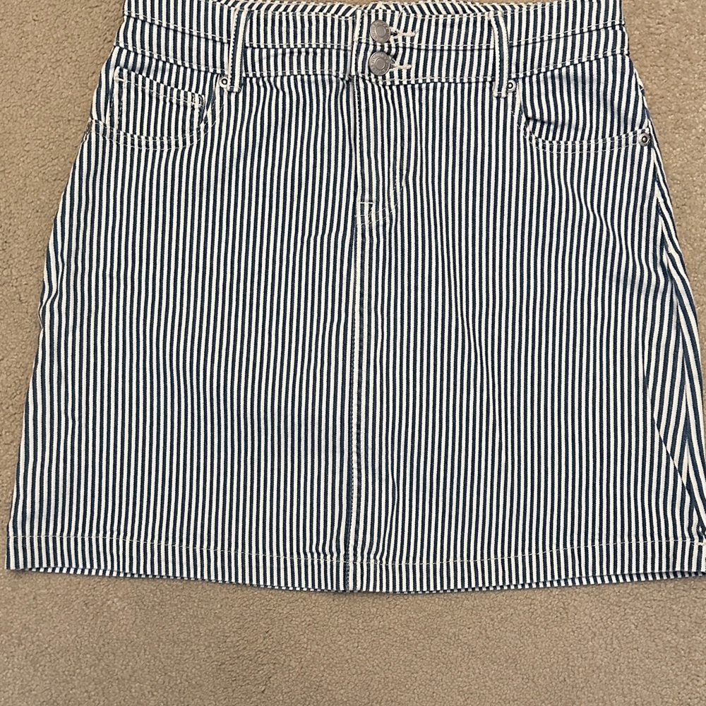 Maurices Blue and White Striped Mini Skirt